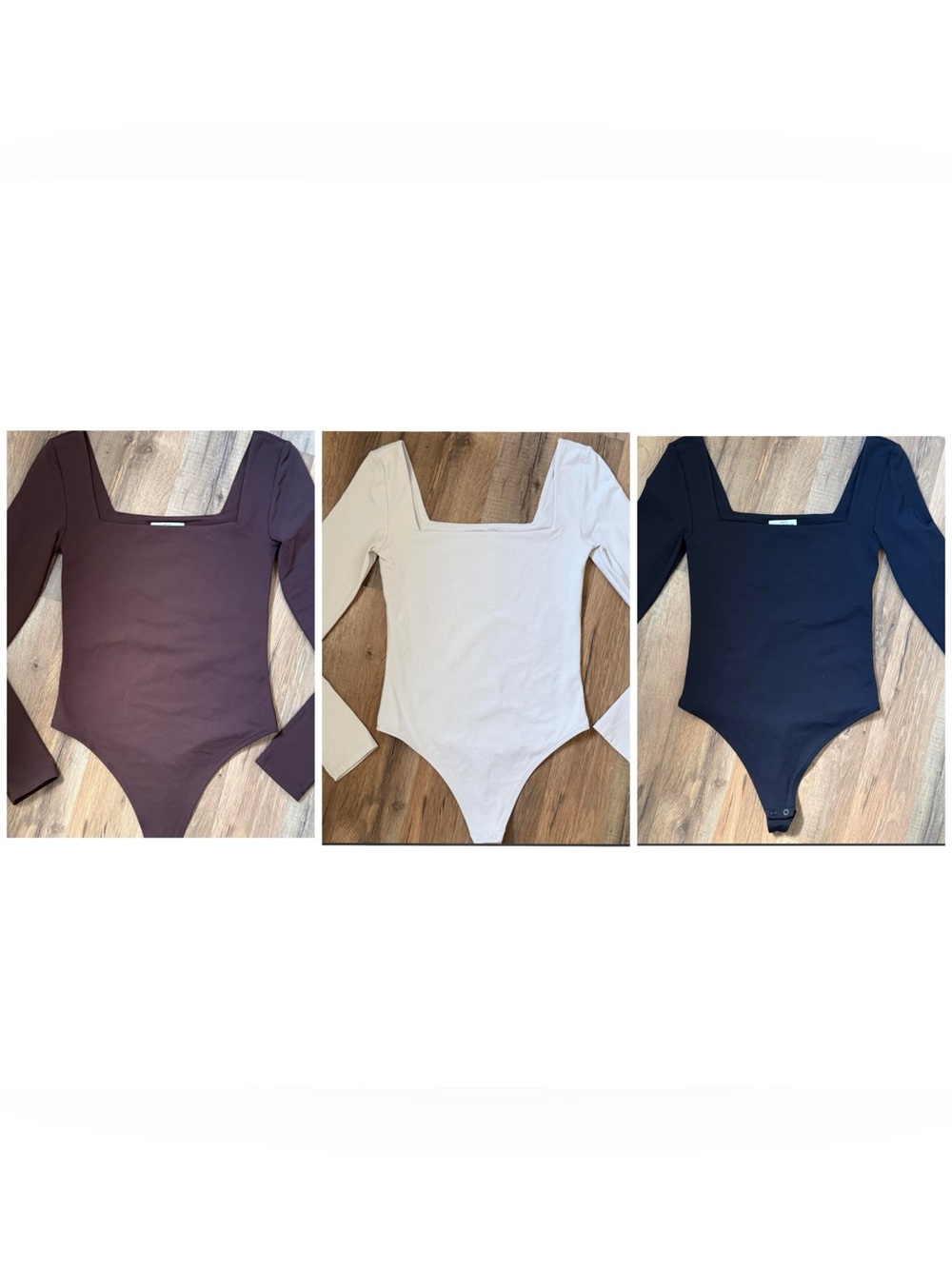 Aritzia Babaton Contour Bodysuit Square Neck Long Sleeve Bundle of 3 Size Small